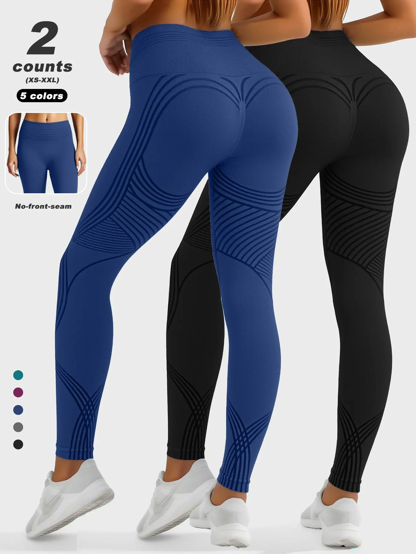 Women's Fall Workout Suit 2-Piece Set, High Waist Seamless Leggings, Tummy Control Hip Shaping, Soft Yoga Gym, XS-Xxl