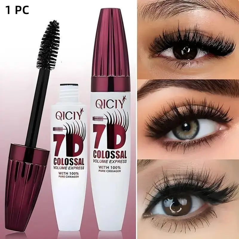 7D Silk Fiber Mascara, Volumizing mascara, Makeup mascara, voluminous and curled, lengthening and thickening, waterproof and sweat-proof, smudge-resistant, long-lasting without clumping, talc-free, non-greasy, gentle, Beauty Mascara