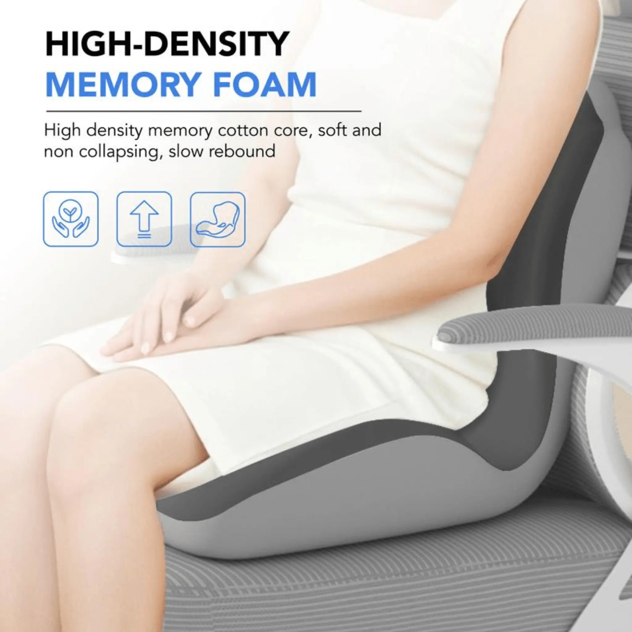 Ergonomic Memory Foam Soft Padded Seat Cushion, Suitable for Multiple Scenarios Such As Office, Home, and Car, Effectively Relieves Back Discomfort and Provides Relief Caused By Prolonged Sitting and Improves Overall Sitting Comfort.