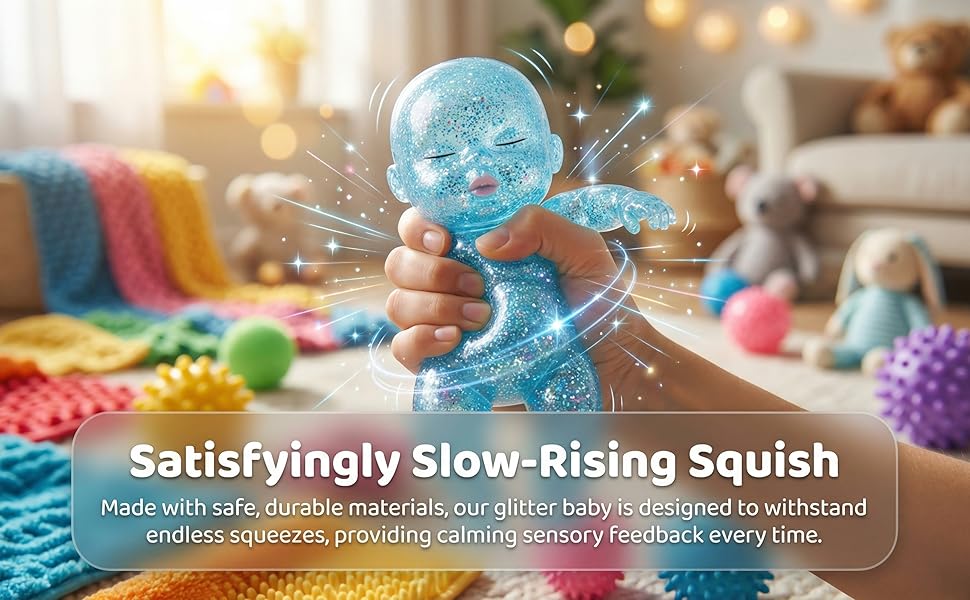 Glitter Figure Squishy Fidget Squeeze Item – 4" Soft Sensory Decompression Desk Decor for Adults, Portable Office Anxiety Relief Gag Gift