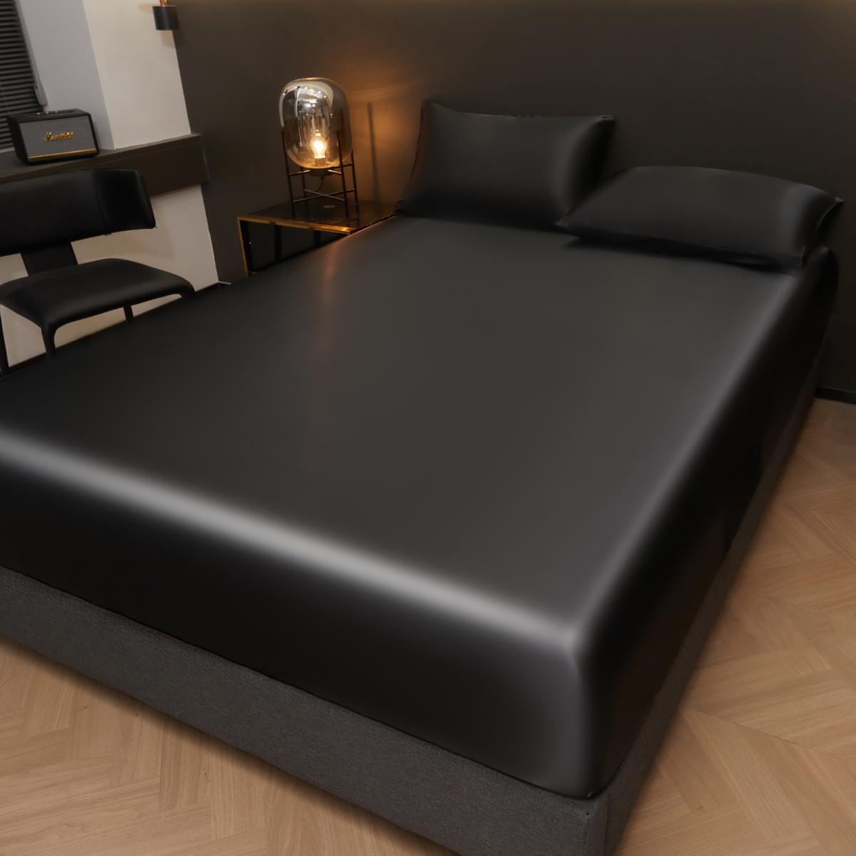 Solid Color Satin Fitted Sheet and Pillowcase Set, Silky Bed Sheets, Soft Breathable Sheet, Soft & Comfortable Bedding Set for Bedroom & Hotel #TOP PICKS