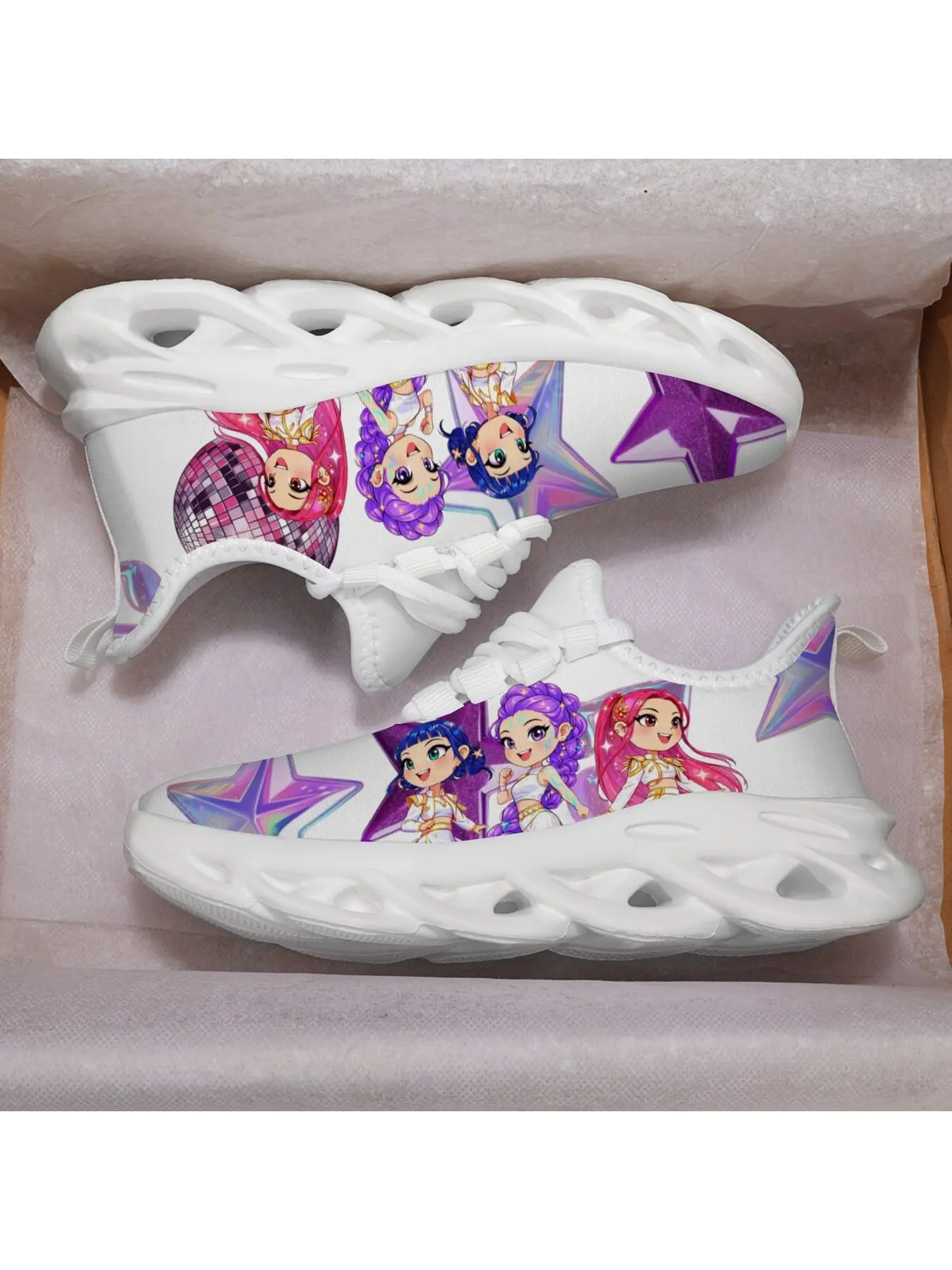 2026 Hot Girl Group Printing Cute Style Woman'S Blade Sneakers Non-Slip Wear-Resistant Lightweight Breathable Versatile For Daily Outings Lace Up Trainers