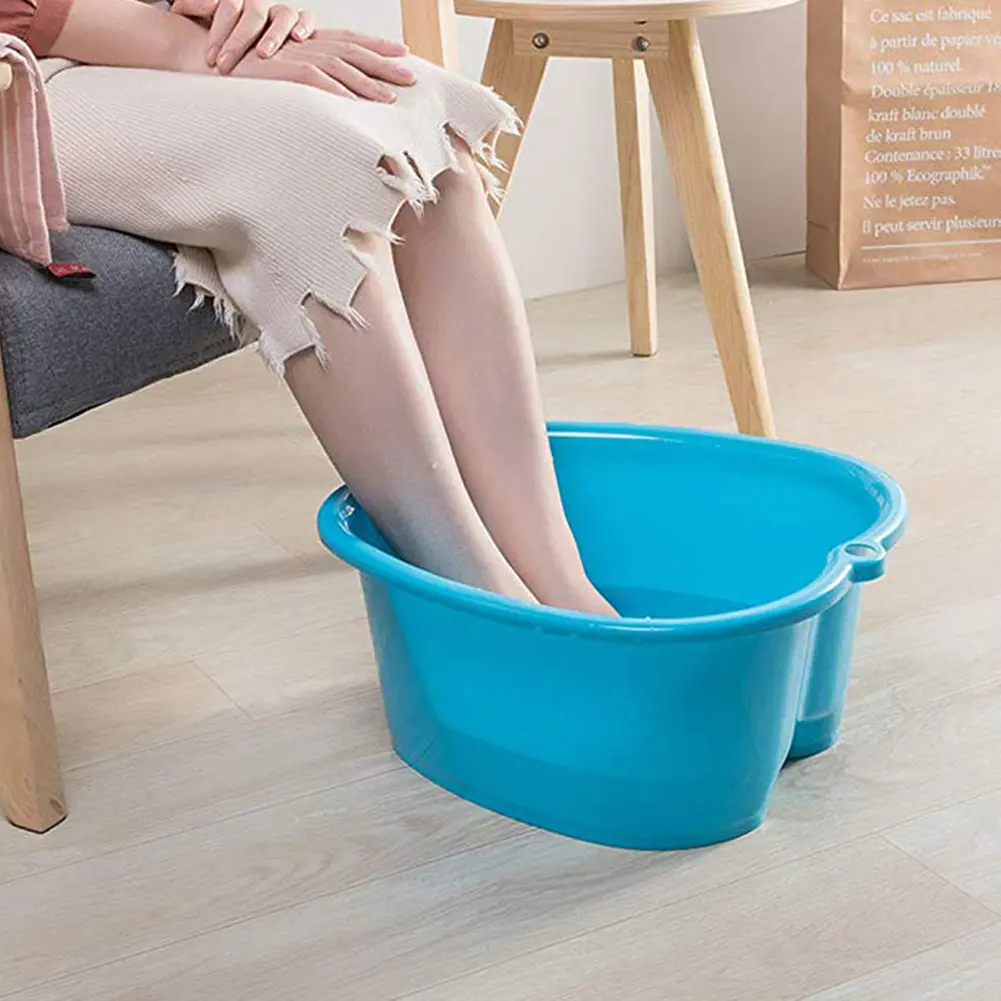 Portable Thickened Plastic Foot Bath Tub with Massage Nodes at Bottom, Pure Color Foot Soaking Bucket for Home Spa Foot Washing