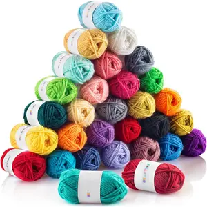 30 of 20g/0.7Oz  Yarn Mini Skeins - 1300 Yards of Soft Yarn for Crocheting and Knitting Craft Project,  Starter Crochet Bulk Kit for Adults and  -  Day