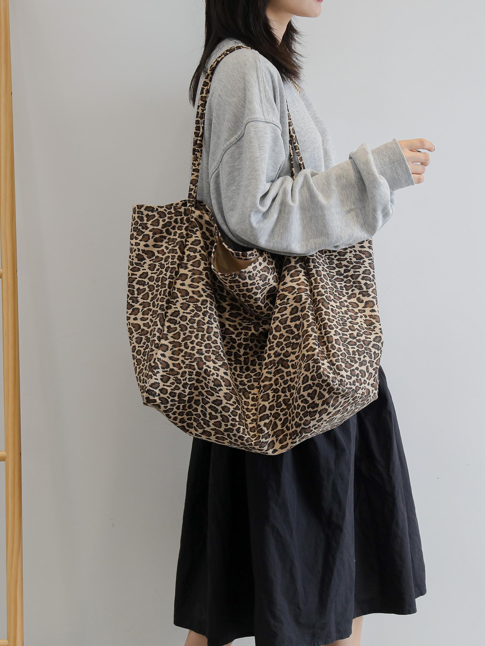 Women's Fashion Leopard Print Tote Bag, Large Capacity Daily Handbag Shoulder Backpack, Casual Trendy Multifunctional Commuter Bag, Fashionable Tote Bag, Stylish Tote Bag