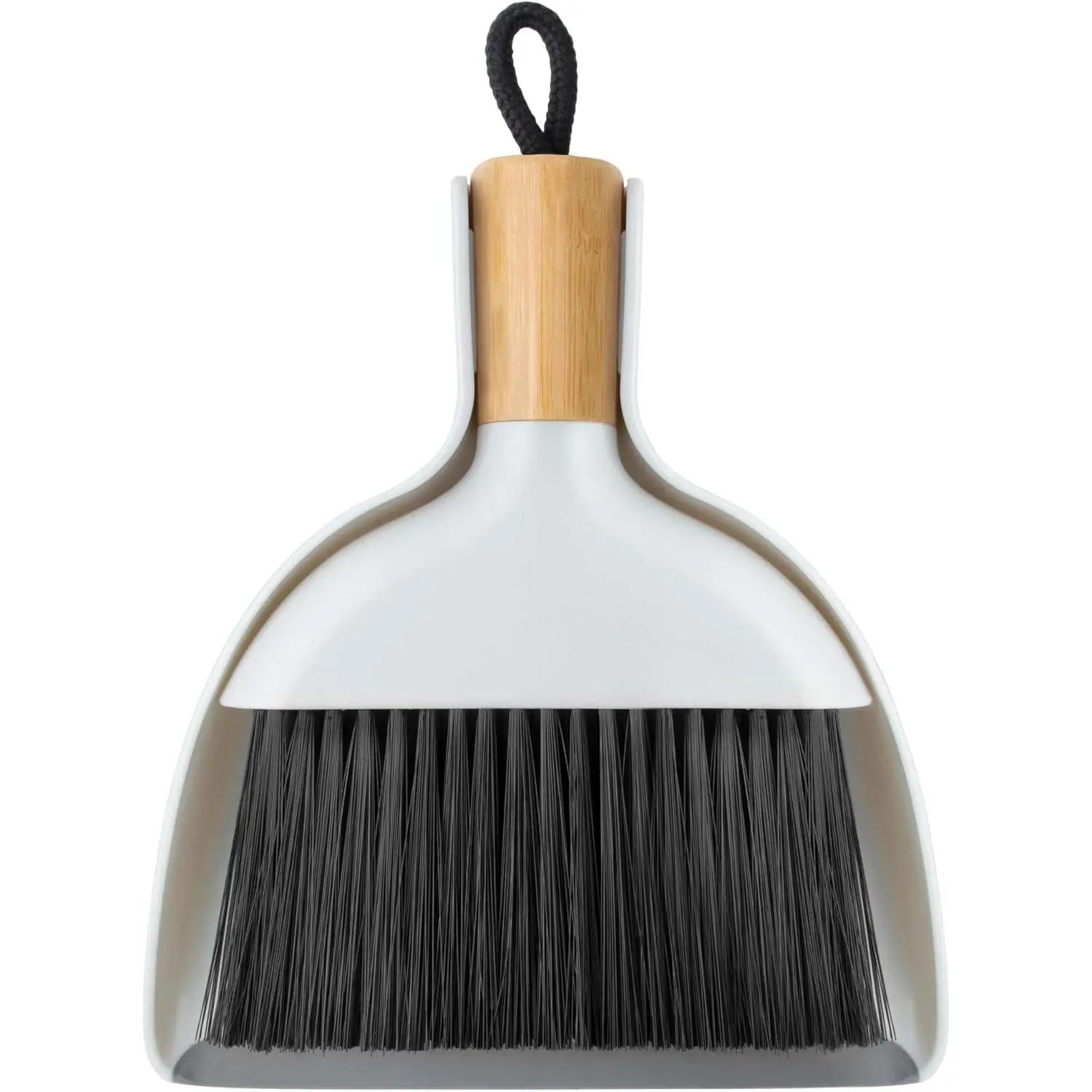 Bamboo & Nylon Mini Dustpan and Brush Set, Compact Oval Portable Functional Cleaning Tool Combo for Kitchen Office, 1 Set