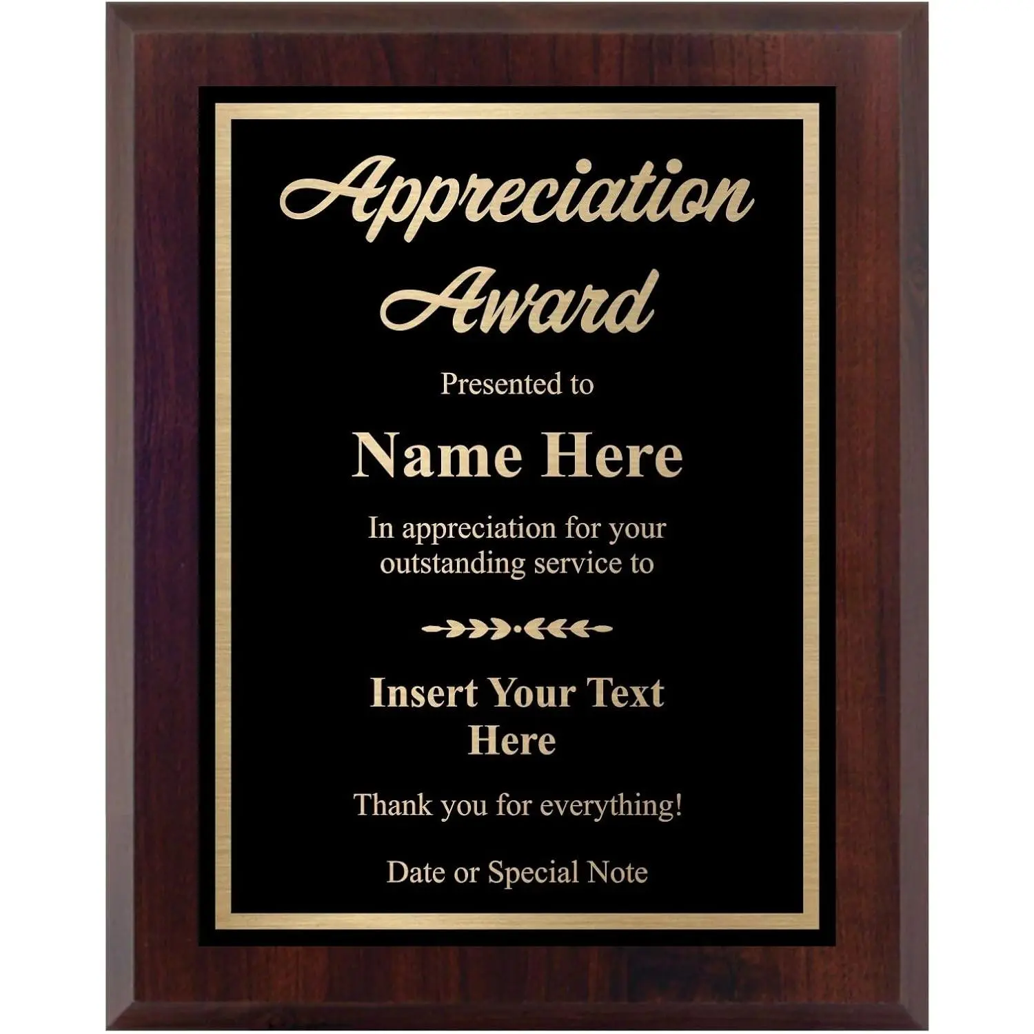 Custom Plaque for Appreciation - Personalized Engraved Award - Choose Your Size, Customize Now! (8x10)