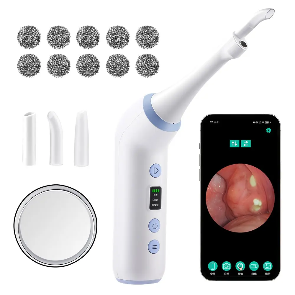 Visible Tonsils Stone Remover, 3-Level Suction Adjustment, Electric Throat Stone Cleane With LED Light, Oral CareCleaning Tool, Adjustable Oral Irrigator, Water Flosser For Tonsil Stones