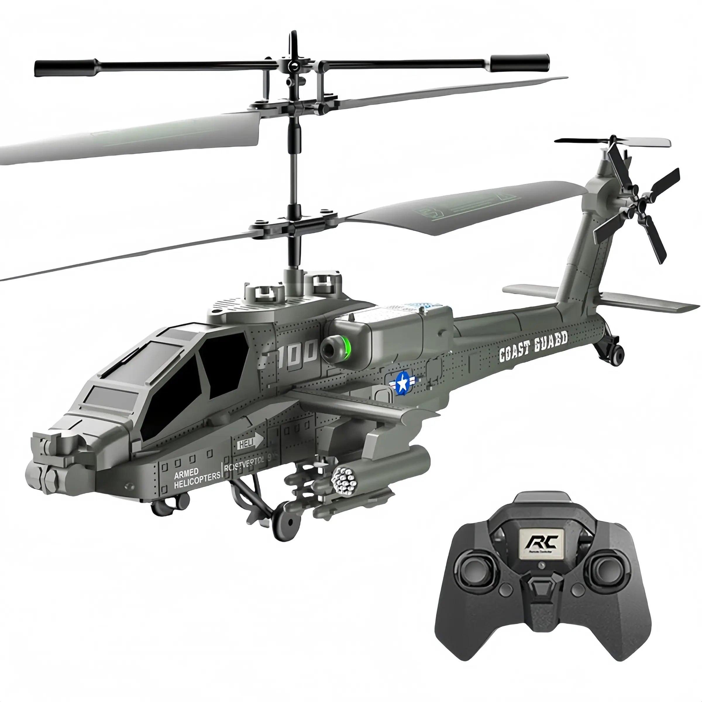 Simulated Apache Armed RC Helicopter | Altitude Hold Anti-fall RC Plane Toy（requires 3 AAA batteries） Remote Controlled Helicopters