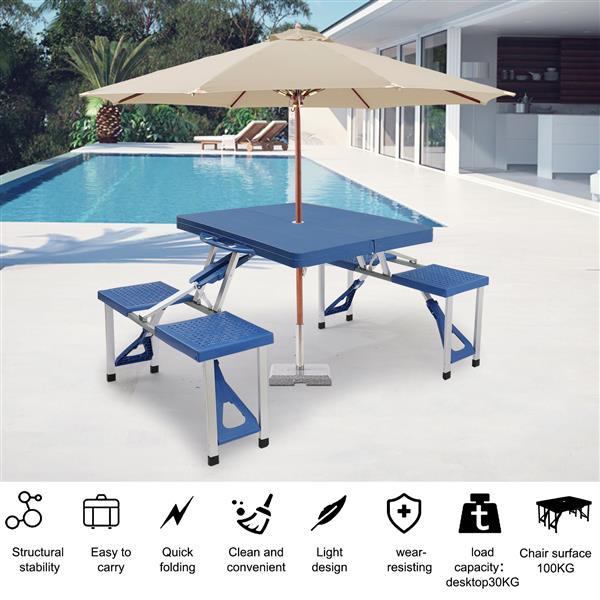 One-piece Portable Folding Table with Stool for Camping Picnics, All-in-One Compact Design Lightweight & Foldable Suitcase Style
