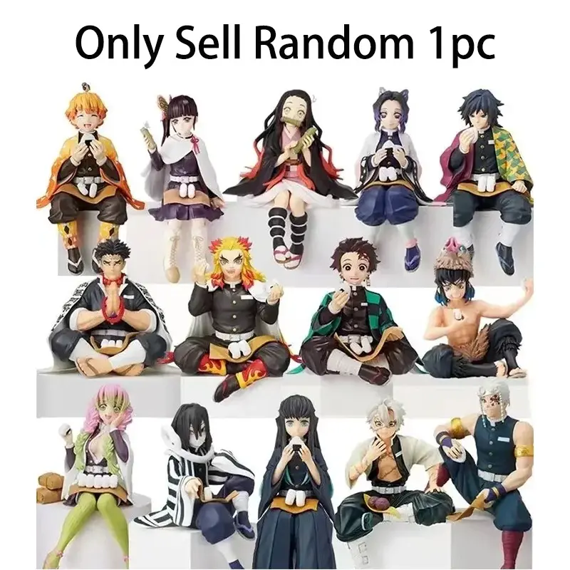 Demon Slayer Sitting Figure Kimetsu No Yaiba Noodle Stopper, PVC Collectible Figurine, Anime Figures, Anime Desk Decor, Random 1pc Gift