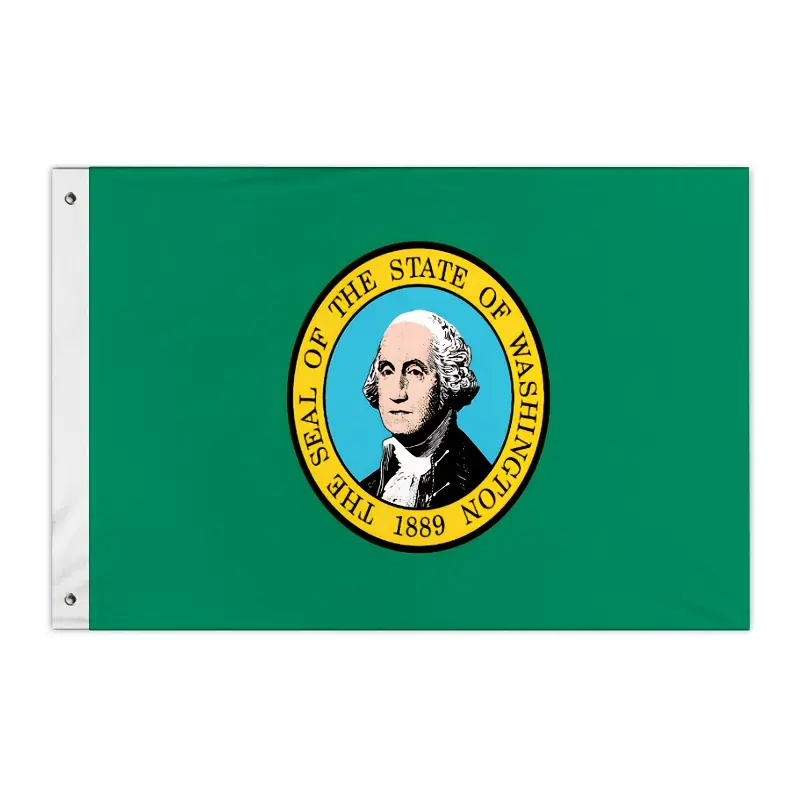 1 piece Flag of the State of Washington 91. 44x152. 4 cm - Vivid Colors and UV Fade Resistant - Canvas Header and Simple Stitching - Polyester Washington WA Flags with Brass Grommets 3 X 5 Feet - Outdoor Decoration, Garden Decoration, Patio Decoration