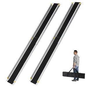 Telescoping Aluminum Loading Ramp Pair for Motorcycles & Wheelchairs – 6/8FT Length, 7.8" Wide, 600 lbs Capacity, Portable Non-Slip Folding Design, Includes Storage Bag