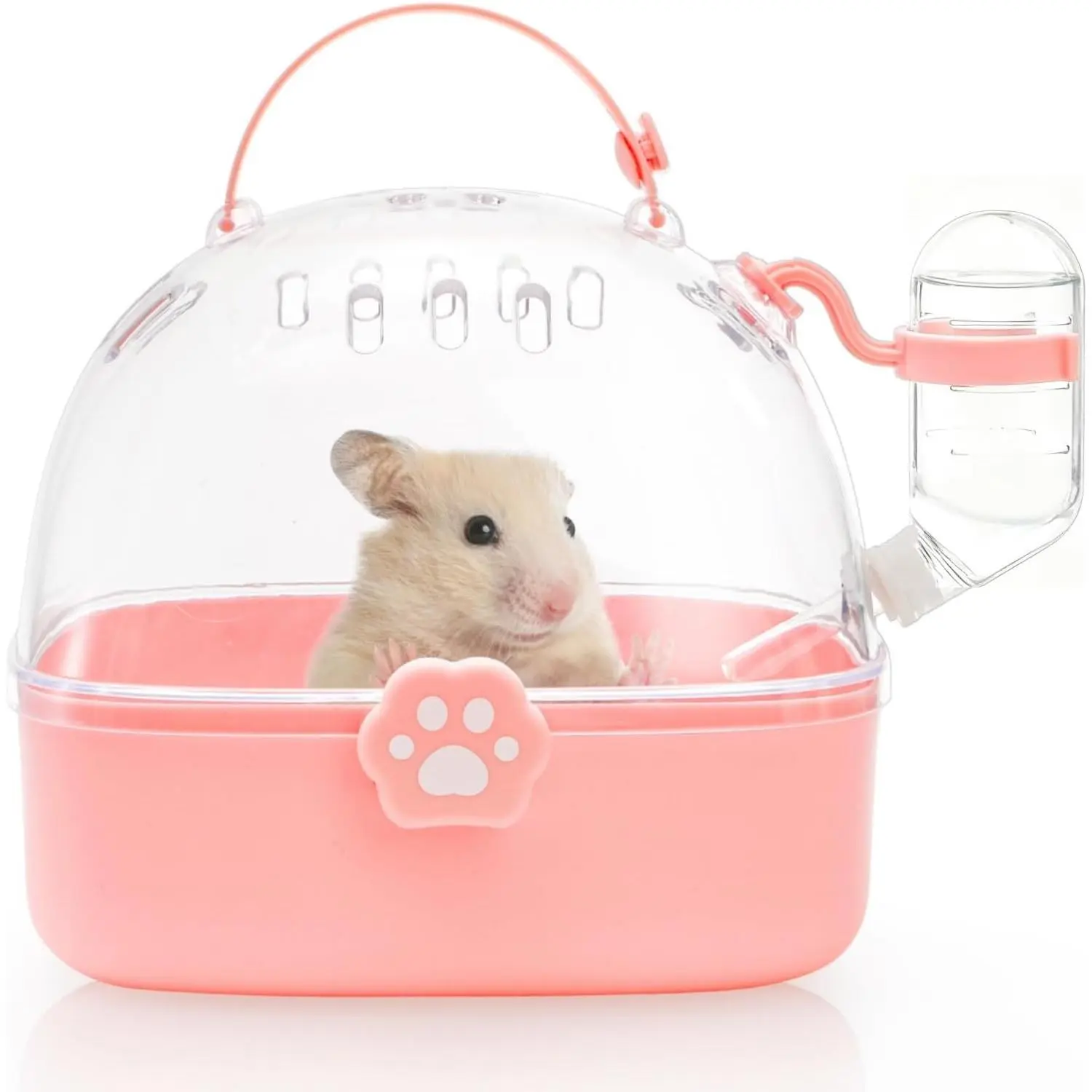 Portable Hamster Carrier Cage with Water Bottle, Travel Carry Case for Small Pets Guinea Pig Gerbils Chinchillas Dwarf Hamster
