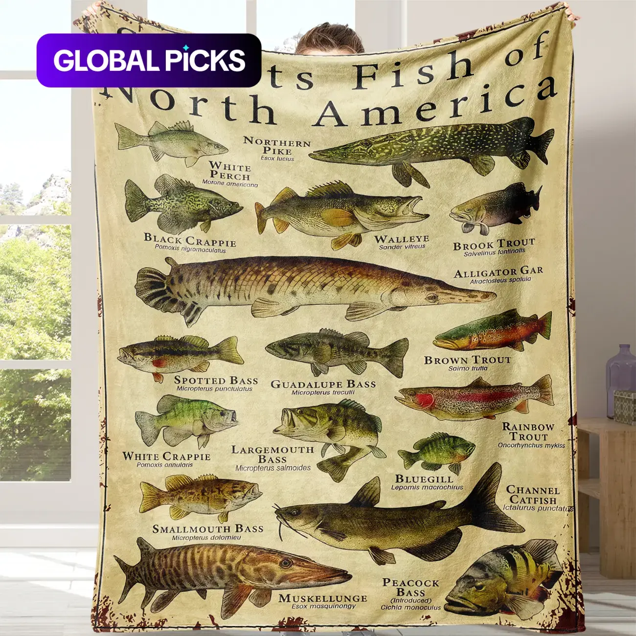 Fish Pattern Flannel Blanket, 1 Count Soft Comfortable Warm Throw, Lightweight Indoor Blanket, Napping Blanket for Home, Office, Travel & Camping #GLOBAL PICKS