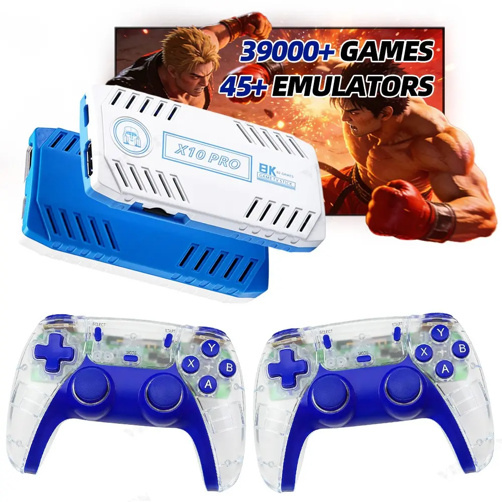 X10PRO Retro Game Stick 4K HD TV Plug & Play Video Game Console Gaming Console with Dual Gamepad For GB GBA MD Classic Games Family Gift