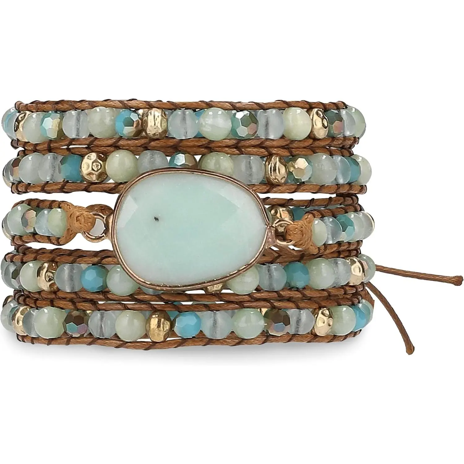 Bracelet for Women –  Vegan Boho  Stone Layered Bracelet, Thailand Bohemian Stackable Beaded Wrap Bracelets, Summer Hippie Bracelet Stack, Fashion  Gifts