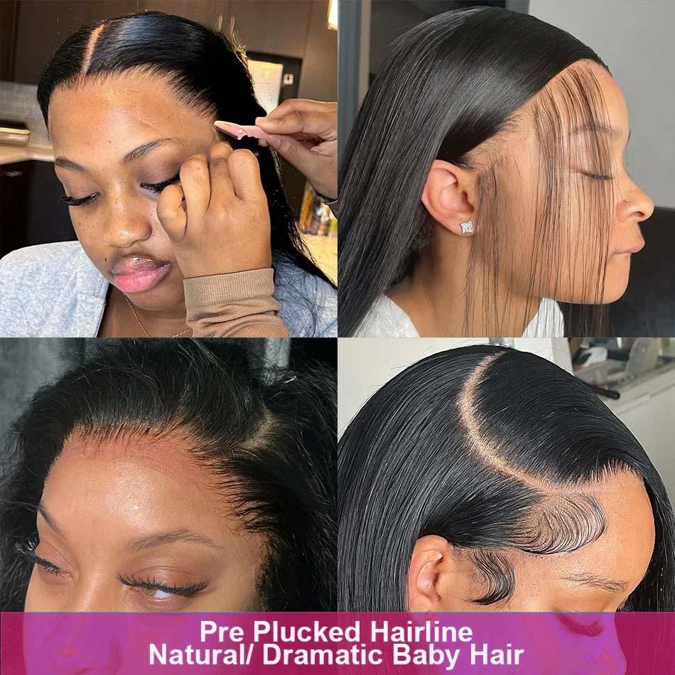 18-36 Inch 200 Density Bone Straight 13X6 Hd Lace Frontal Wig 13X4 Transparent Lace Front Pre Plucked Human Hair For Women