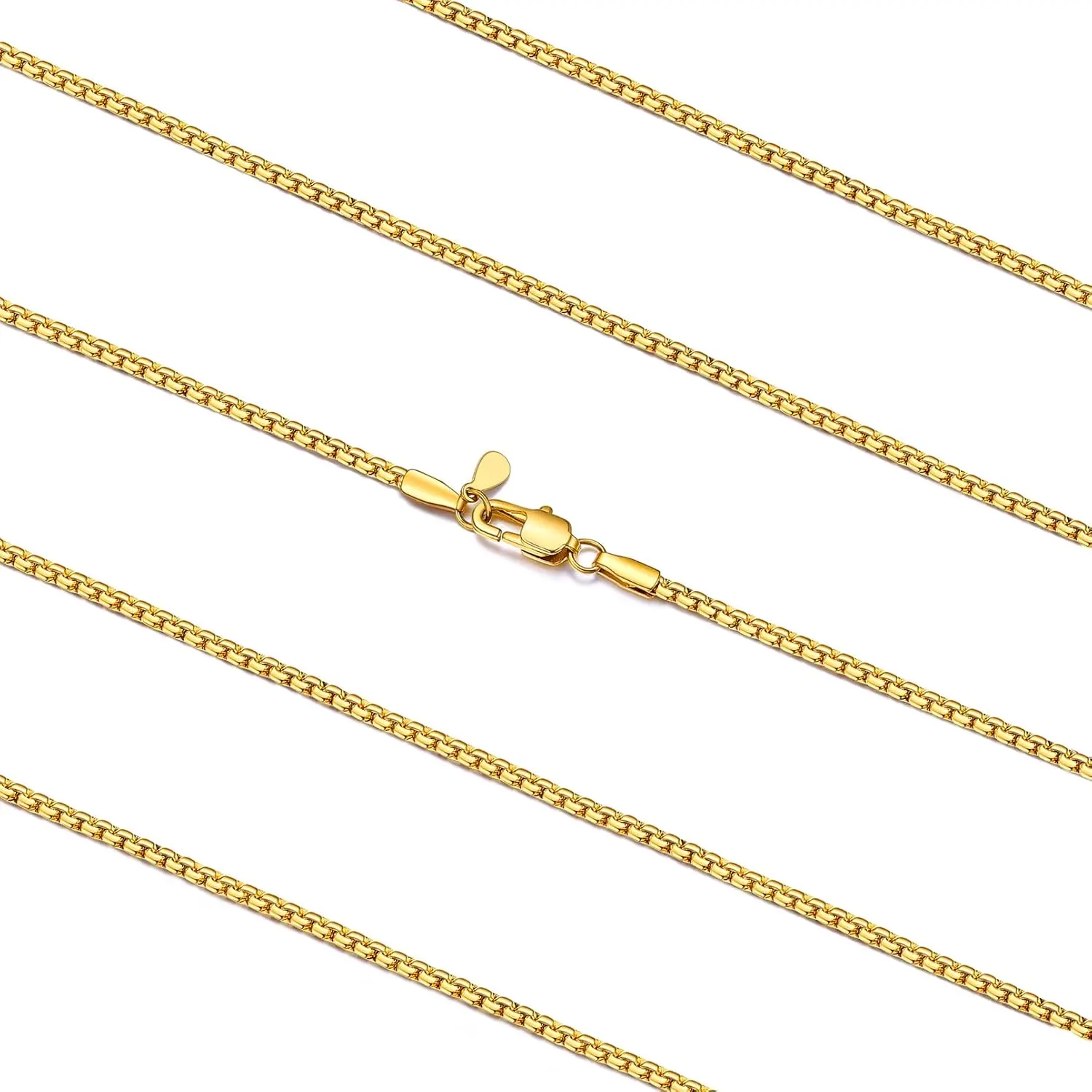 Mens Black/Silver/Gold Stainless Steel Flat Box Link Chain Necklace, Stylish 2/4/6/8mm Width Box Chains Necklaces for Men Non Tarnish Hip Hop Chain Jewelry Gifts,14"-30" Length