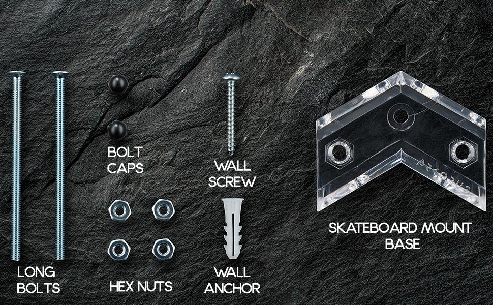 Arkorus Skateboard Wall Mount – Premium Clear Skateboards Hanger, Great Gifts for Skateboarders, Vertical Deck Display & Storage Rack, Durable Acrylic Floating Holder to Store Decks & Longboards