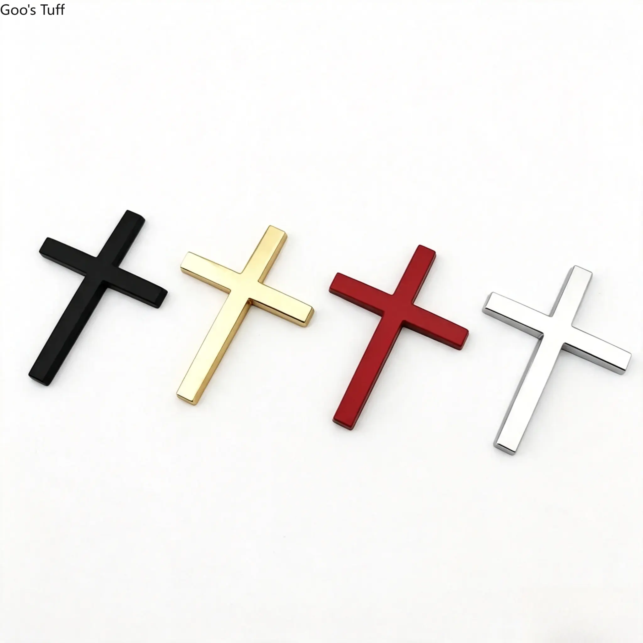 4PCS Christian Cross Car Sticker Set Premium Waterproof Durable Decals Faith‑Inspired Universal Auto Exterior Decor for Cars SUVs Motorcycles Silver Black Red Gold
