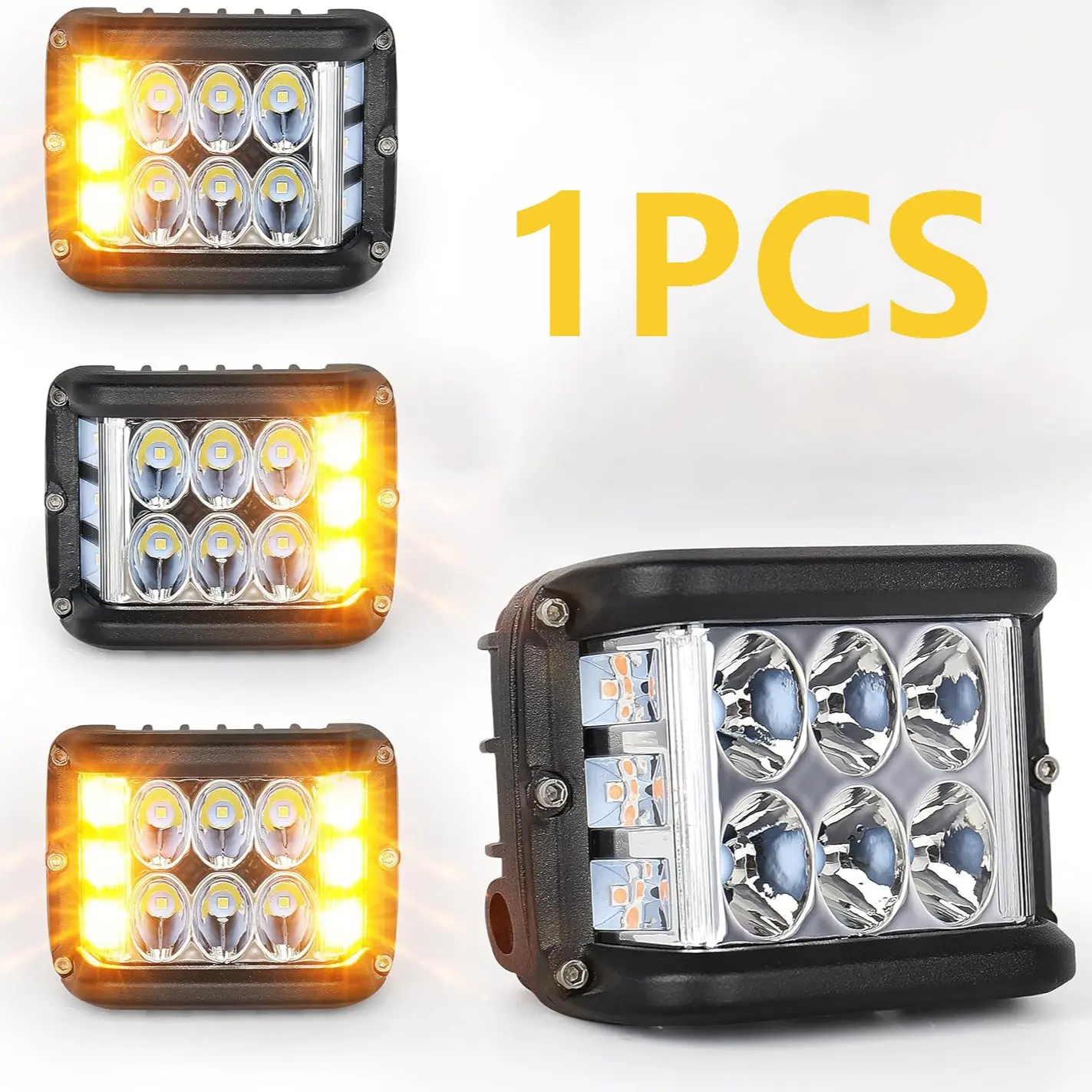 1pcs Side Shooter Pod Lights 4 Inch Dual Side Strobe LED Cube, for Farm Tractor Plow Truck Atv Utv Offroad, Bright Outdoor Lighting, LED Work Light Strobe Light Module, Strobe Lights For Trucks