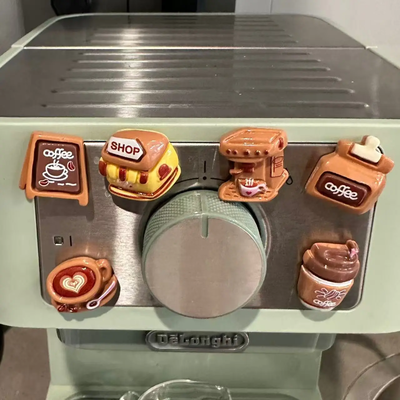 6Pcs Coffee Themed Resin Fridge Magnets, Cute Coffee Set Magnets, Creative Kitchen Home Decor, Lovely Household Magnetic Ornament & Small Gift, Magnetic Refrigerator Magnets