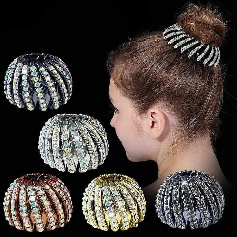 Women's Fashion 5-Piece Full Rhinestone Hair Claw Full Set - Sparkly Bun Maker, Ponytail Clip, Bird's Nest Accessory for Weddings, Hair Clips, Hairstyle Accessory, Claw Shape, Decorative Hair Pins