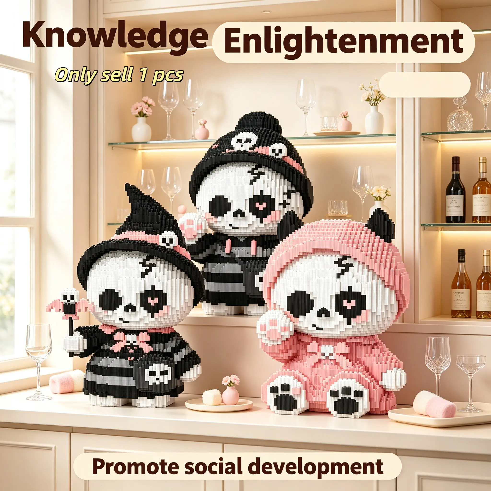 Bj Sprite Skull Panda 3D Puzzle Model Ornament, Stress Relief Toy, Indoor Decoration, Birthday Christmas New Year Party Gift