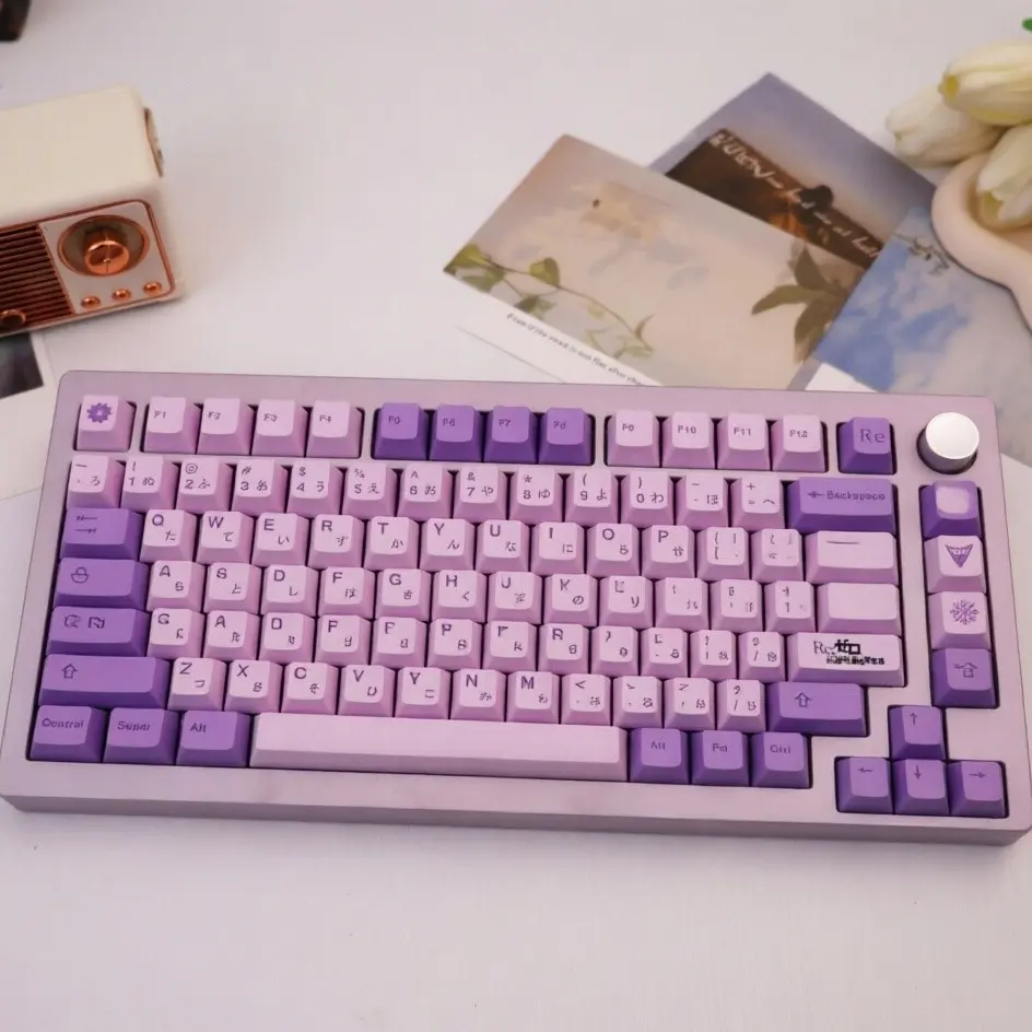 Vintage Pbt Heat Transfer Keycap Set, 140+ Keys, Snow Shadow Theme, Cherry Profile, Includes 7u and Split Space, Compatible with Mx Axes