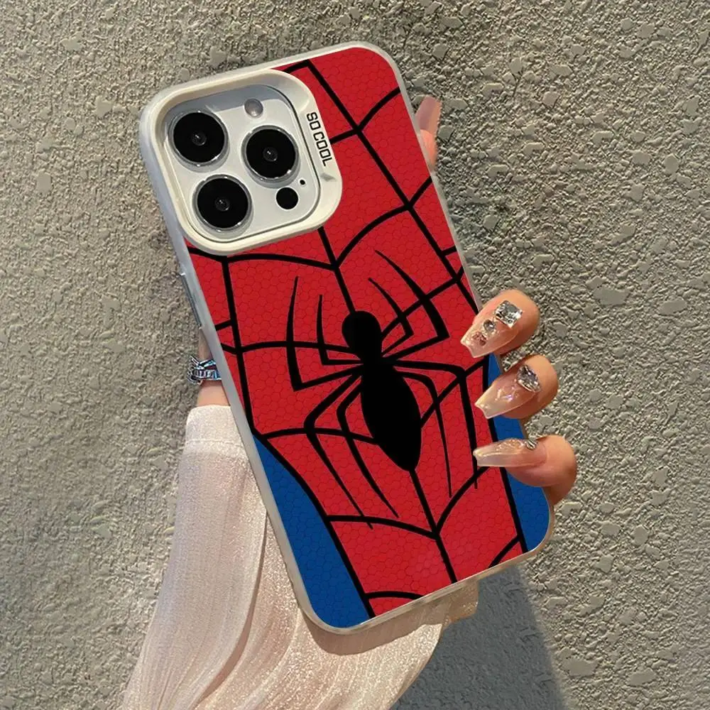 2-Piece Protective Spider Pattern Phone Case for iPhone Series (17-12, 11) - Trendy Red & Blue Design, Ideal Gift Idea for Family & Friends, One-Piece