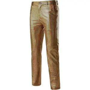 Mens Night Club Metallic Gold Suit Pants/Straight Leg Trousers