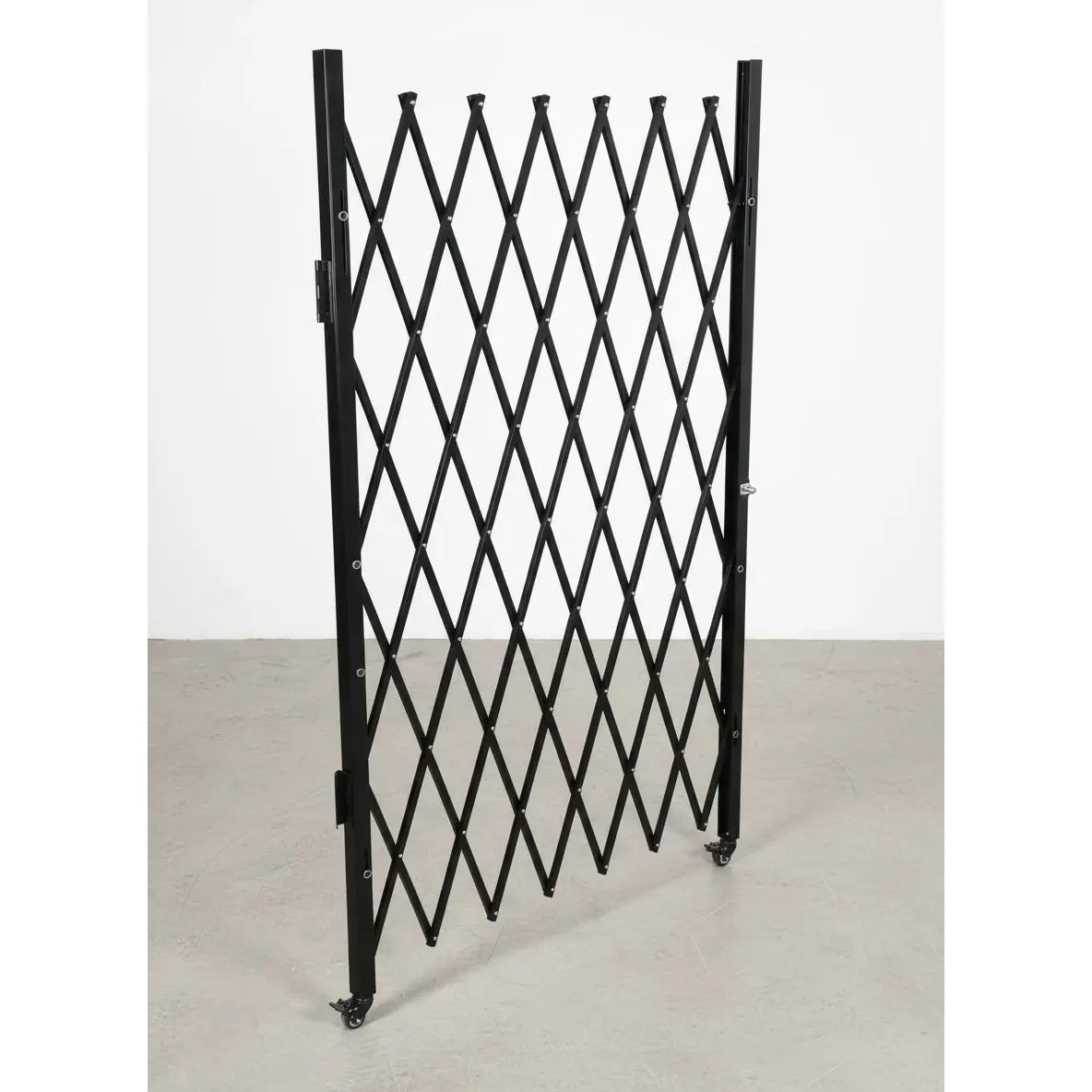SingleFolding Security Gate with Lock,61" h x 71" w Steel Expandable Fence with 360° Rolling Wheels, Portable Scissor Gate