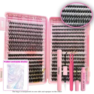 Natural Look Eyelash Extensions Set, Summer Gifts, 1 Set False Eyelash Extensions with Accessories, Professional Makeup Accessories for Women, DIY Cluster Lashes, DIY Lash Set, Eyelashes, Hybrid Lash Set, Individual False Eyelashes, Faux Lashes
