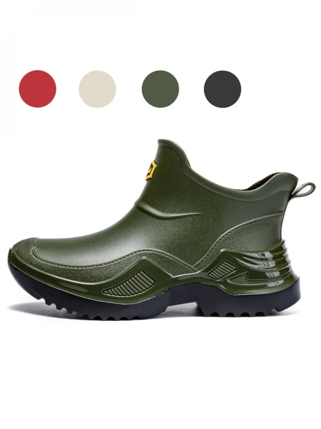 Women's Waterproof Short Rain Boots, Deep Texture Anti-Slip Thick Sole, Sporty Style, All Seasons, Camping Walking, Water-Resistant Sneakers
