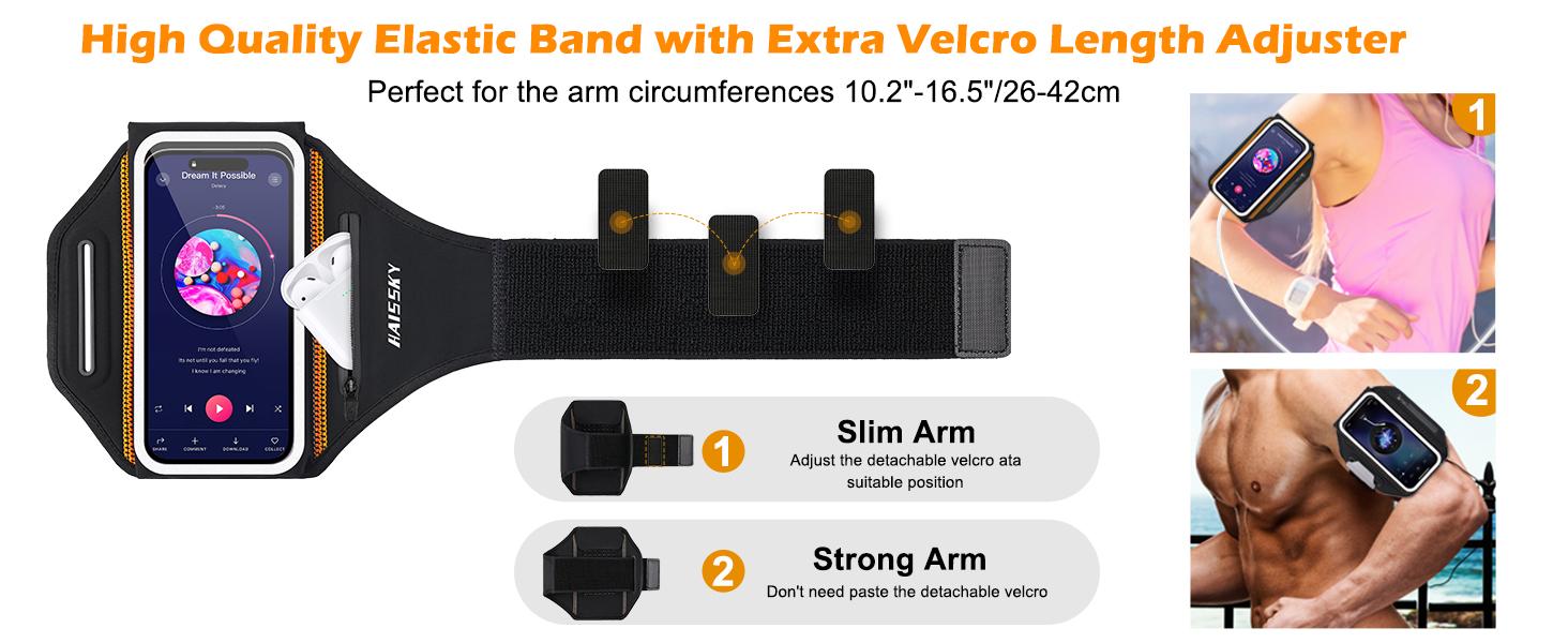AGS Phone Armband for Running 3D Design Cell Phone Armband with Zipper Pocket for Earbuds Car Keys, Water Resistant Sport Arm Band for iPhone 14 13 12 11 Pro Galaxy S20 S30 Fit Up to 6.9'' with Phone Case