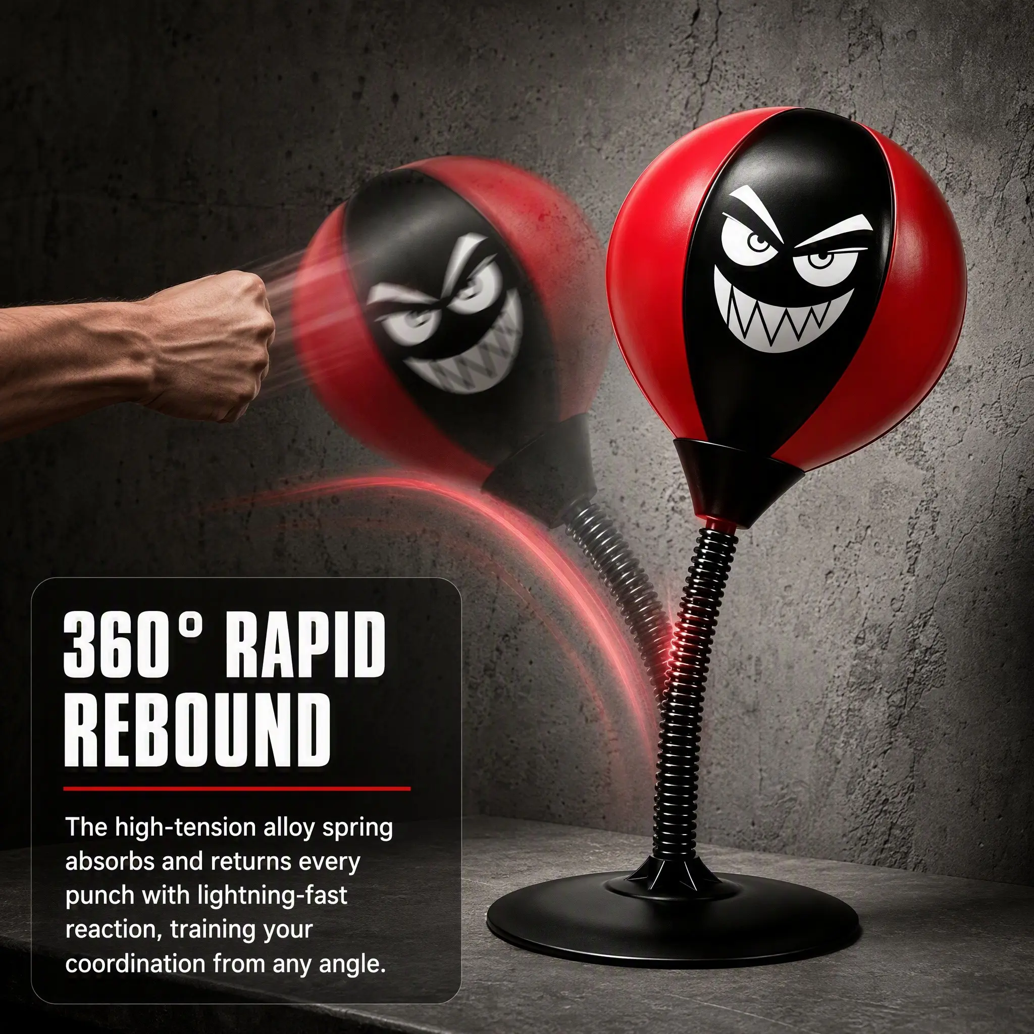 Adjustable Height Boxing Speed Ball Set, 360° Bounce Base, Reaction Training, Family Fitness, Gift Box with Pump, Battery-Free