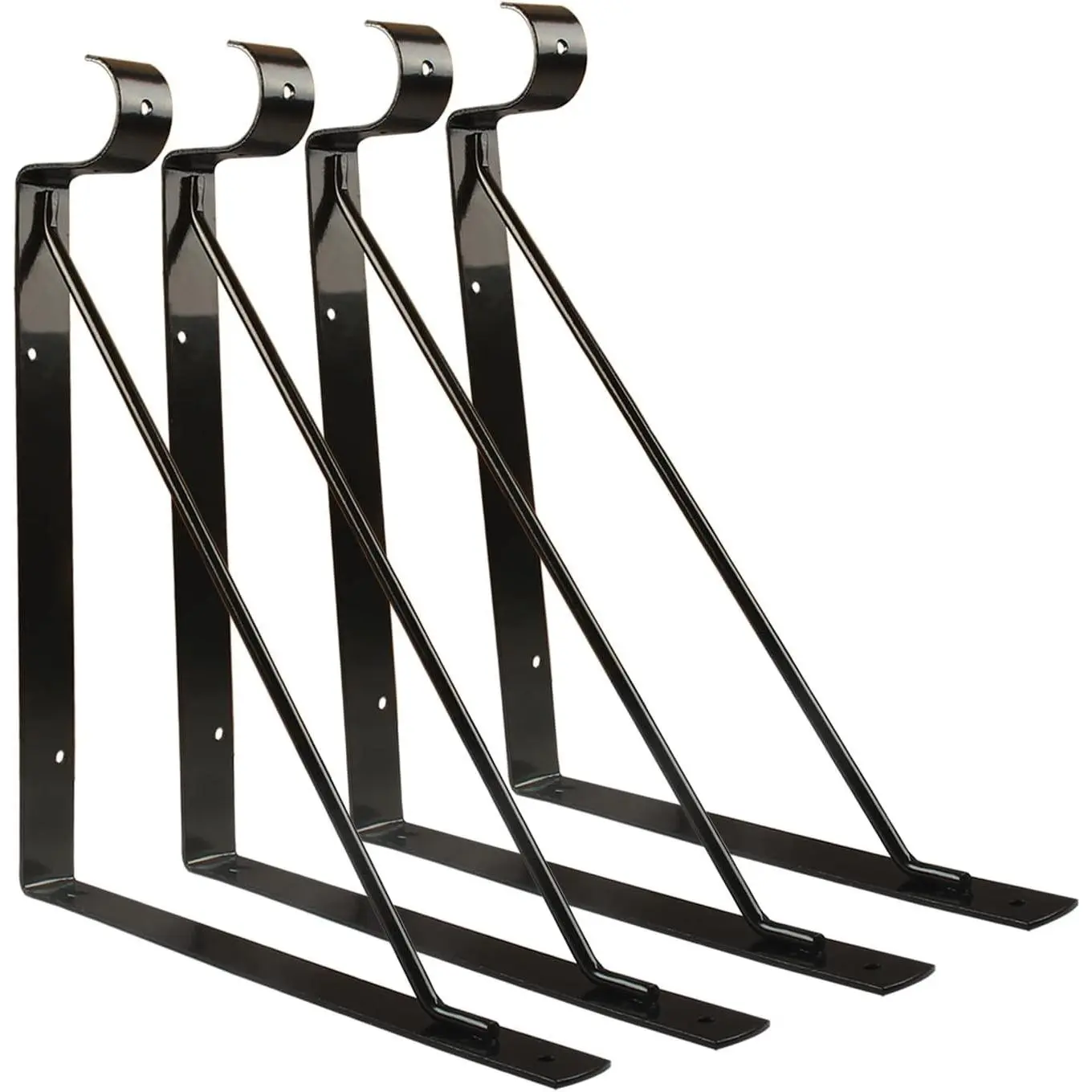 4 Packs Heavy Duty Closet Shelf and Rod Bracket, Black Closet Shelf Bracket with Rod Support Great for Both Shelf Storage and Closet Rod