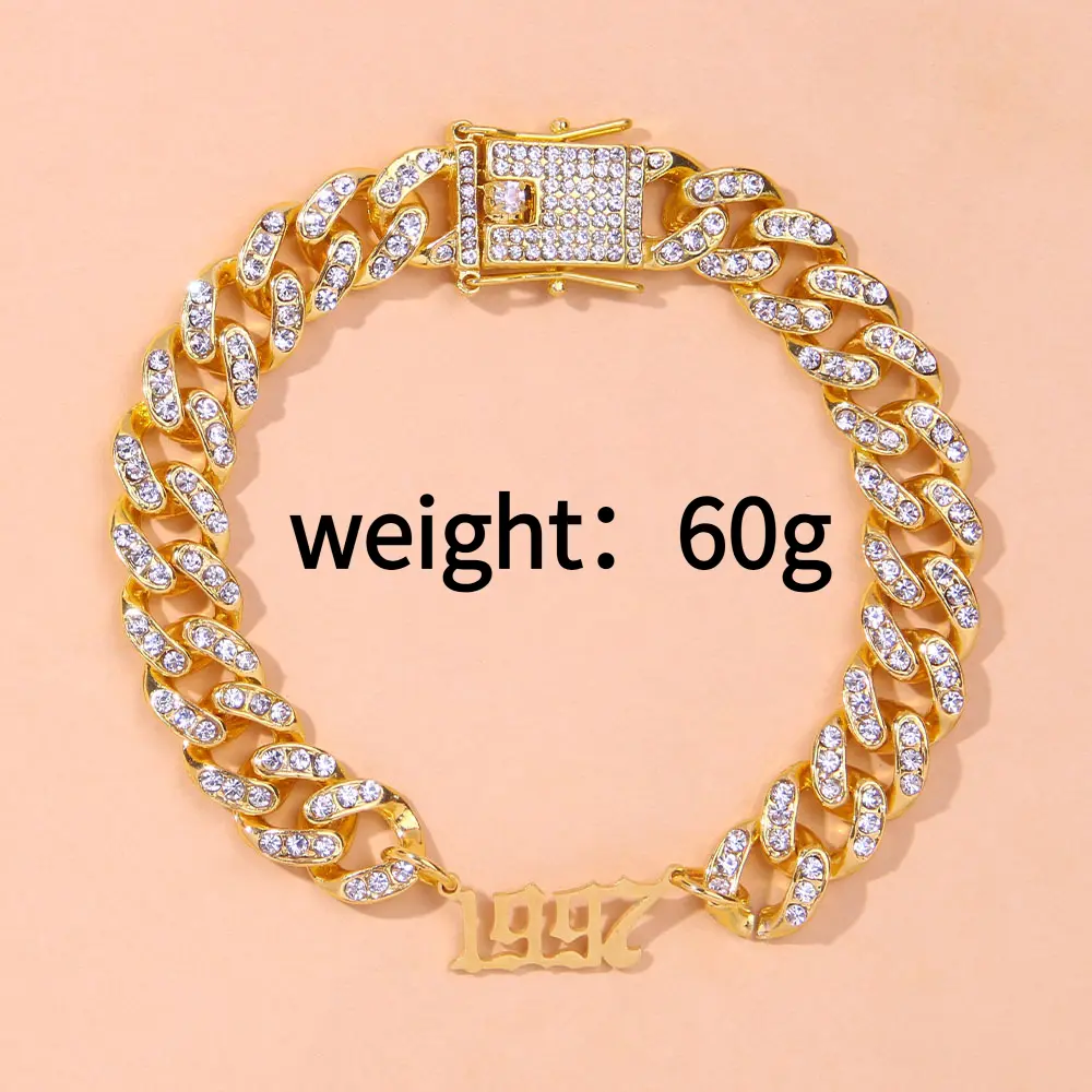 Cuban Link Anklet for Women, Iced Out European/American Style Rhinestone Chain, Heavy 60g Bling Ankle Jewelry, Cuban Anklet, Rhinstone Chain, Casual Wear