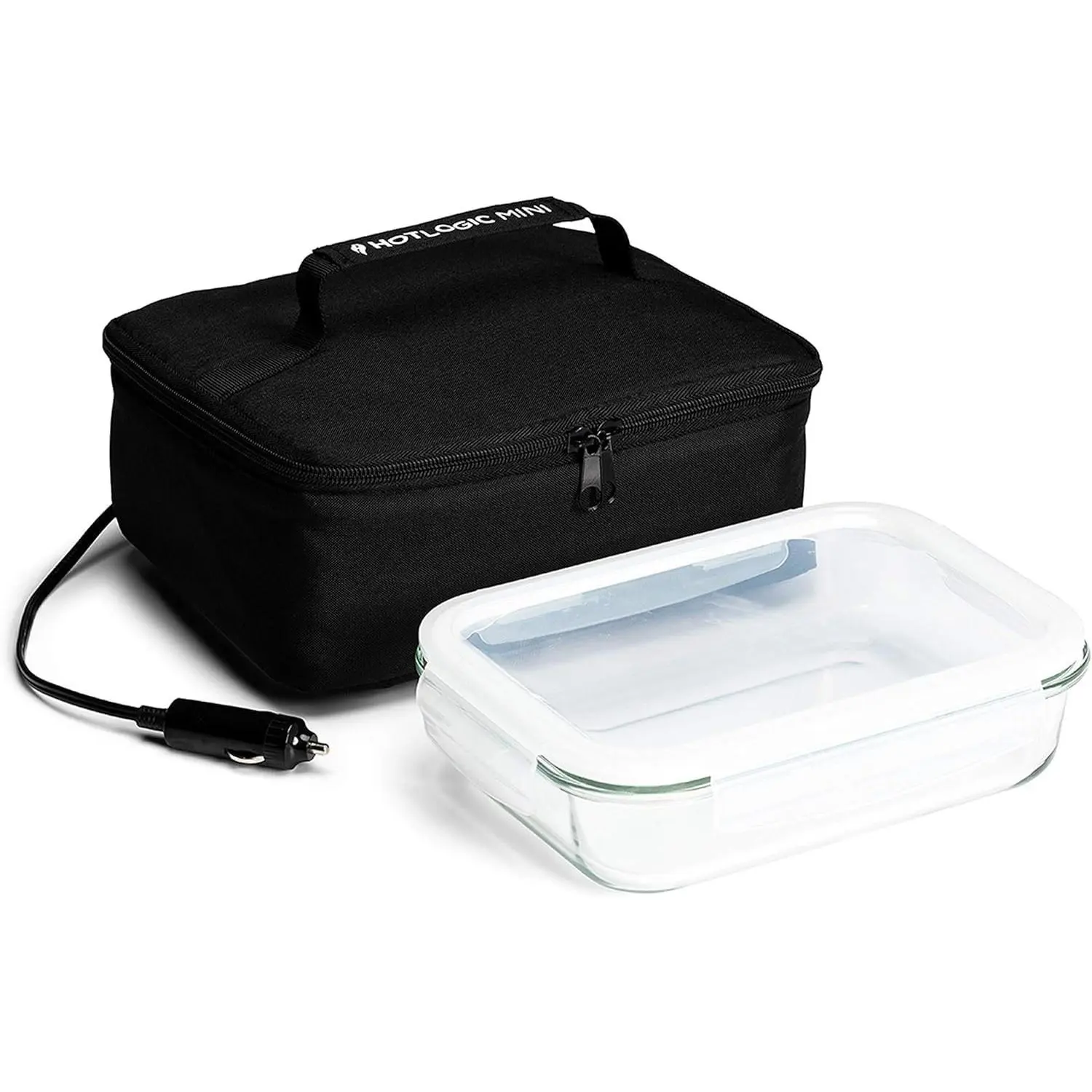 Mini Portable Electric Lunch Box  Heater with Glass Container -  Warmer and Heated Lunch Box for Adults / - Cook, Reheat, and Keep Your  Warm - BLACK - 12V