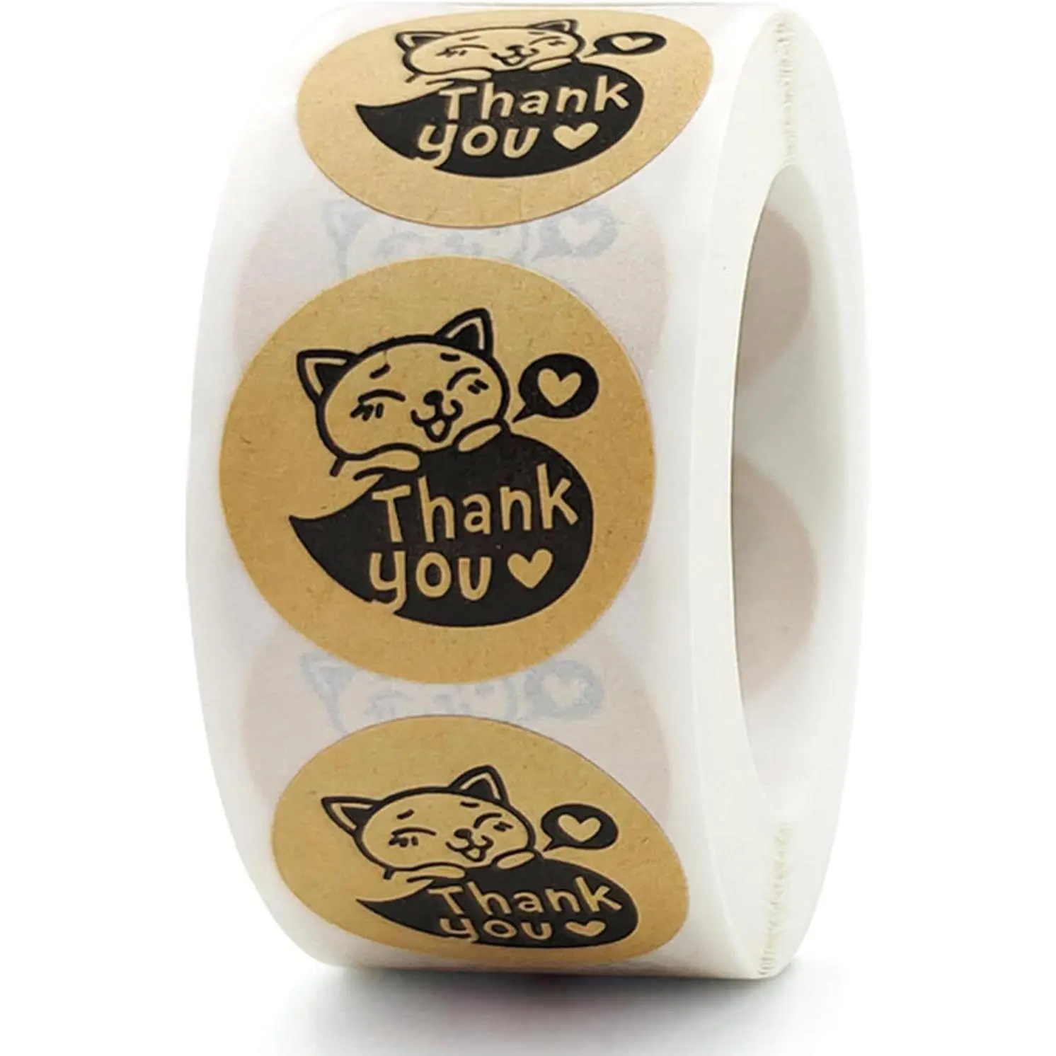 500-Count Self-Stick Thank You Stickers for Small Businesses - 1in Coated Paper Cute Envelope Seals, Wedding Favors, Personalized Labels with Thank You Fonts for Baking Packaging (Black)