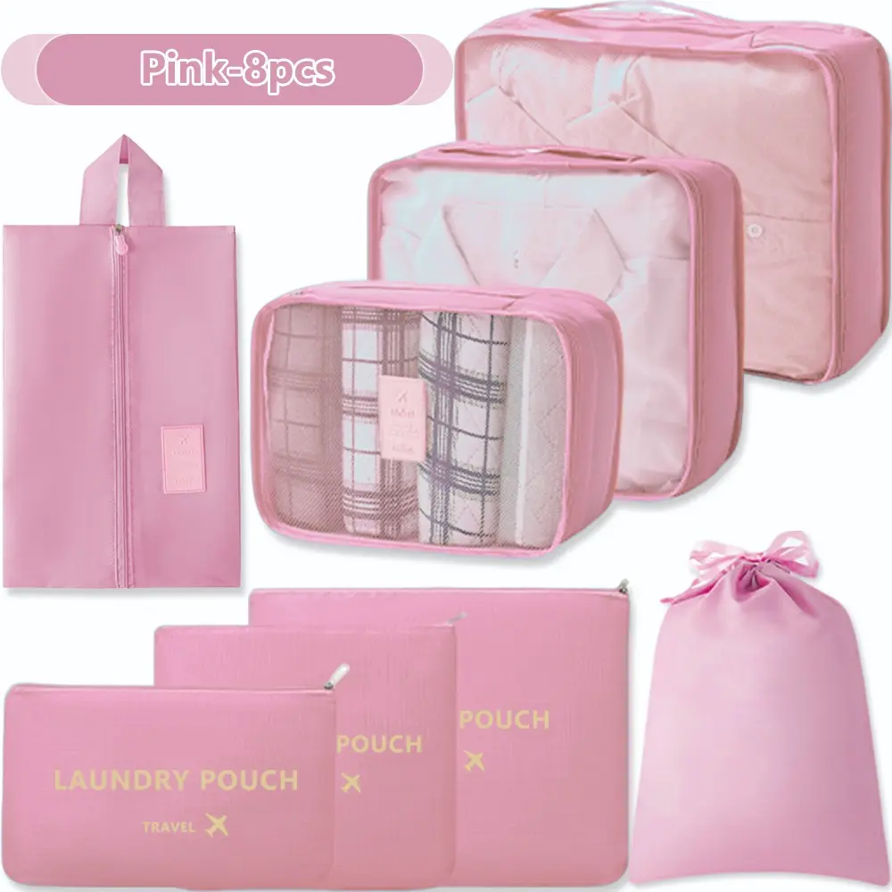 8/15pcs Travel Organizing Bag Set, Travel Storage Bags, Packing Cubes for Suitcase, Laundry Bag, Shoe Bag, Clothing Sorting, Luggage Divider, Travel Essentials, Travel Organizer, Travel Accessory, Travel Organiser Set