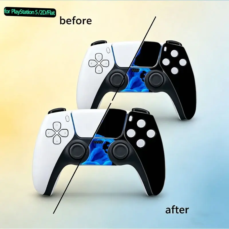 Blue Ink Flow Playstation Skin Decor, 2D Custom Game Console & Controller Stickers, Vinyl Sticker for Ps5, Self-Adhesive, Durable, Scratch-Resistant