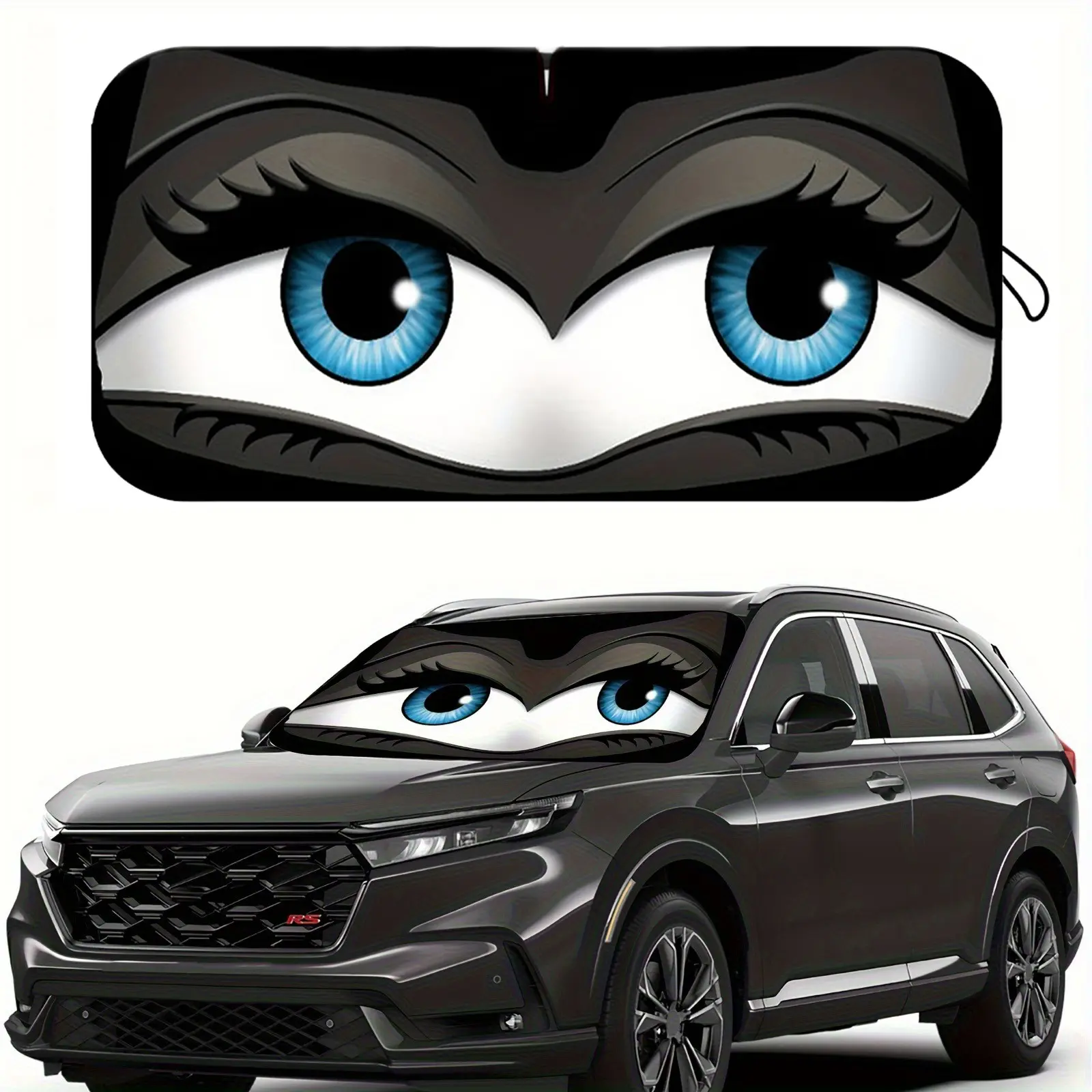 Cartoon Folding Car Sunshade, Summer Fun Car Accessory, UV Protection, Easy Install, Fits Most Cars and Small Suvs, Durable