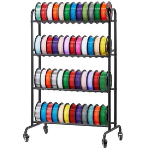 【DealsForYouDays】VEVOR 3D Printer Filament Storage Rack, 3 Tier Heavy Duty Storage Shelf, Rolling Filament Spool Holders Racks with Wheels, Filaments Organzied for 3D Printing Station, Office, Workshop (Shelf Only)