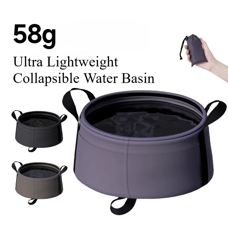 Ultra Lightweight Collapsible Water Basin Portable Foldable Wash Basin Outdoor Travel Washing Foot Face Tub with Storage Pouch