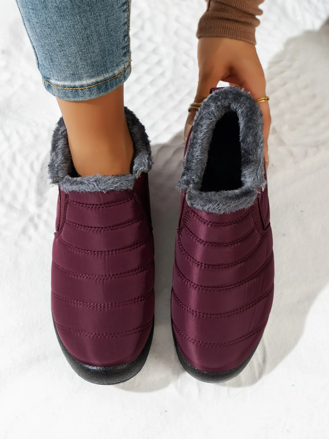 2026 New Waterproof Duck Boot Snow Boots, Fleece Lining Warmth Retention, Anti-Slip Durable Cotton Boots, Casual Winter Shoes Above Ankle