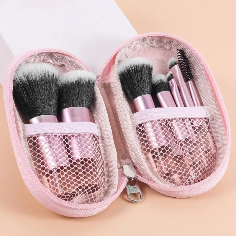 10 Pcs Soft Mini Makeup Brushes Kit with Carry Pouch, Multipurpose Cosmetic Tools for Foundation, Powder & Concealer, Compact Travel Essential Makeup Set