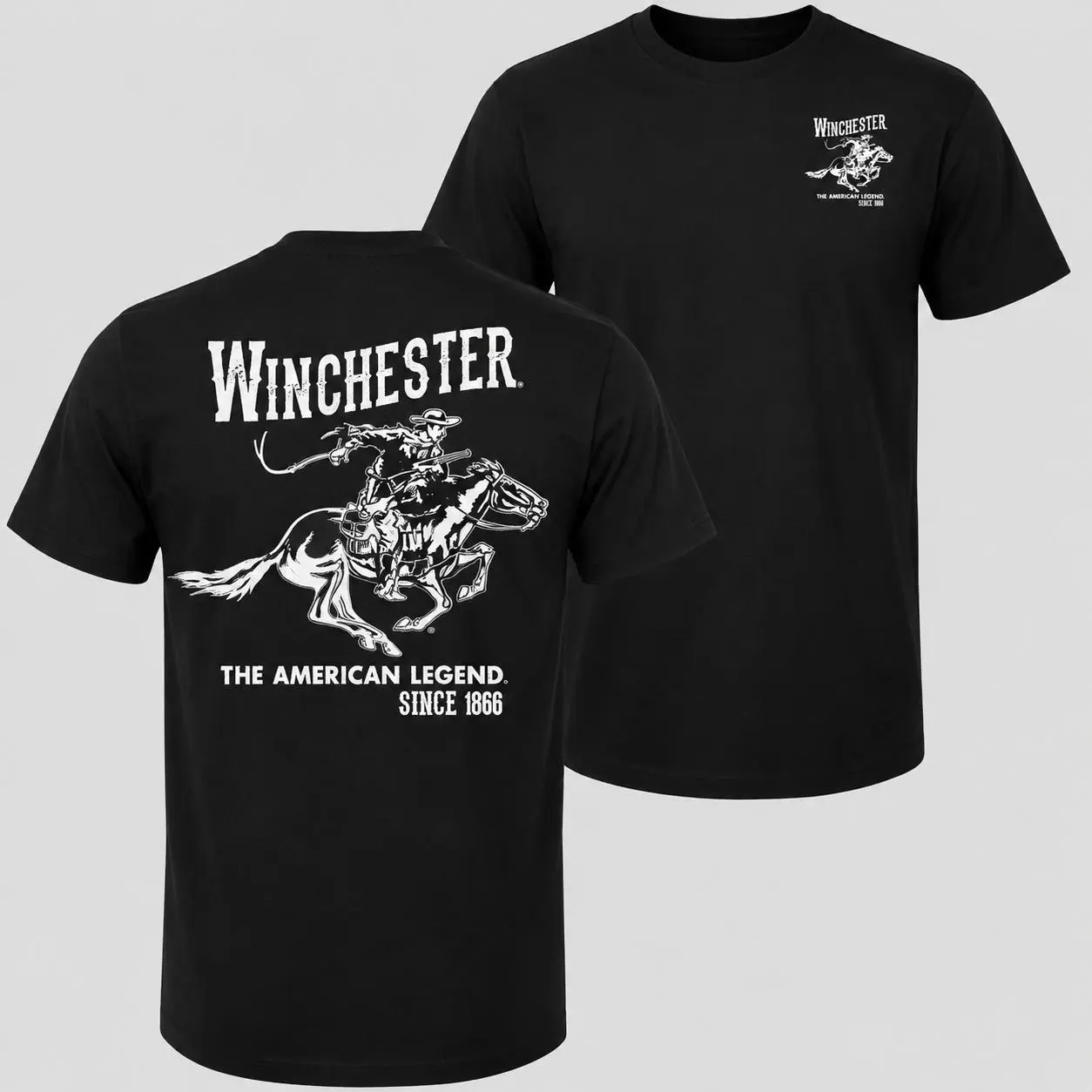 Men's Unisex Winchester Pro Vintage Horse And Rider Graphic Tee - Soft Cotton Fabric, Casual Short Sleeve, Fitted Cut, Fashion Outdoor Streetwear, Breathable Summer Apparel, Machine Washable Top, Athletic