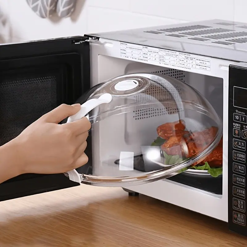 Microwave Splatter Guard, Transparent Food Cover, Reusable Oil-Proof Heat-Resistant Lid, No Battery Needed, Practical Kitchen Cooking Accessory and Gadget, Clear, Cooking Gadgets